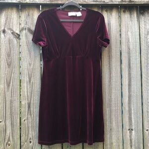 Kathie Lee Collection Velvet Mini Dress in Deep Burgundy